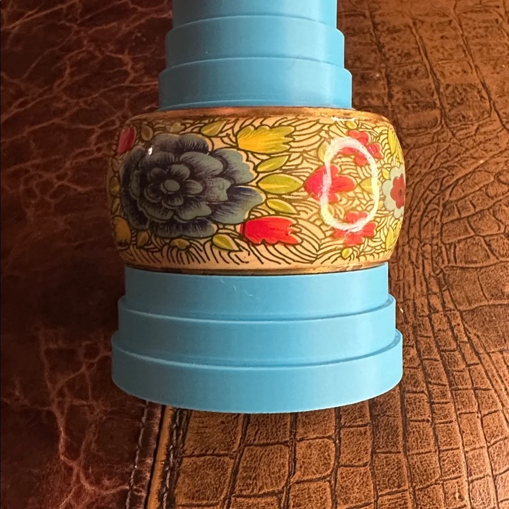 Vintage Brass Enameled Bracelet - Picture 2 of 5
